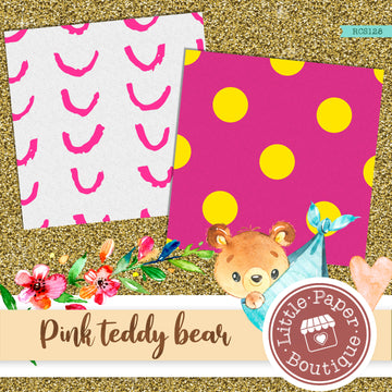 Pink Teddy Bear Digital Paper RCS128B