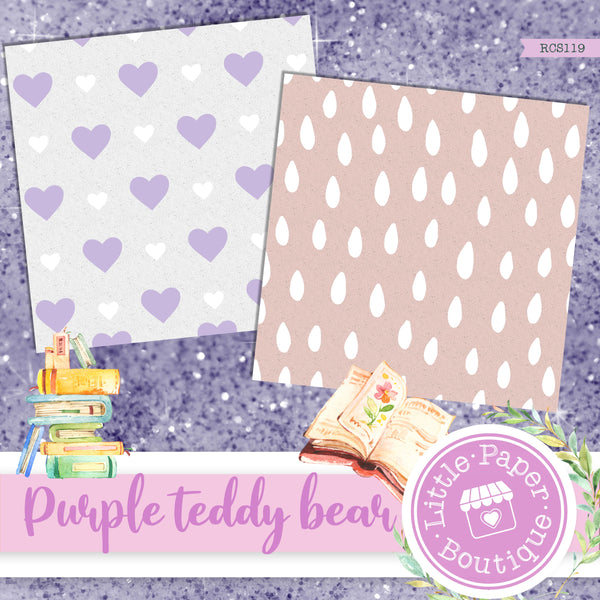 Purple Teddy Bear Digital Paper RCS119B