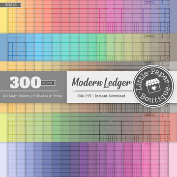 Rainbow Modern Ledger Overlay Digital Paper 3H018