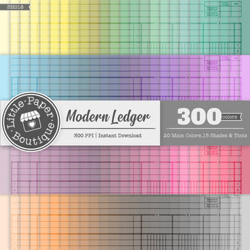 Rainbow Modern Ledger Overlay Digital Paper 3H018