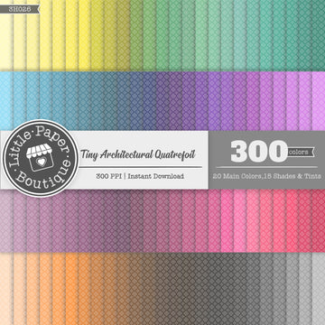 Rainbow Tiny Architectural Quatrefoil White Digital Paper 3H026