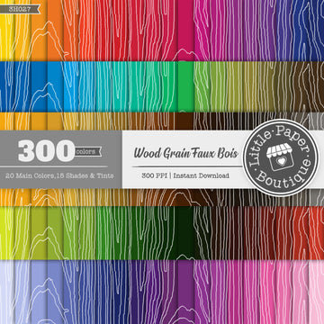 Rainbow Wood Grain Faux Bois Solid Digital Paper 3H027