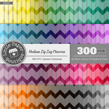 Rainbow Medium Zig Zag Chevron White Digital Paper 3H031