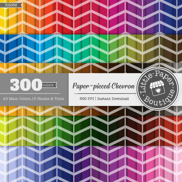 Rainbow Paper-Pieced Solid Chevron Digital Paper 3H068