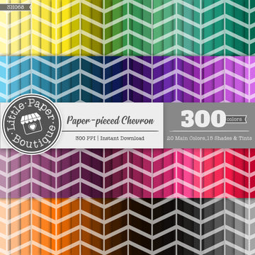 Rainbow Paper-Pieced Solid Chevron Digital Paper 3H068