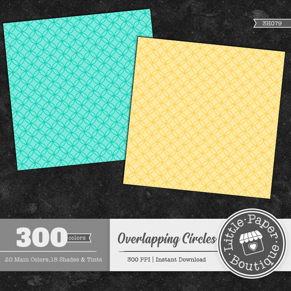 Rainbow Overlapping Circles White Outline Overlay Digital Paper 3H079