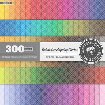 Rainbow Subtle Overlapping Circles Outline Overlay Digital Paper 3H086