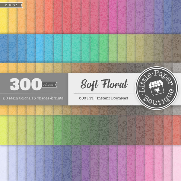 Rainbow Soft Floral Overlay Digital Paper 3H087