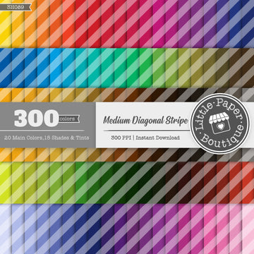 Rainbow Medium Diagonal Stripe Overlay Digital Paper 3H089