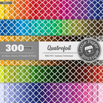 Rainbow Quatrefoil Solid Overlay Digital Paper 3H111