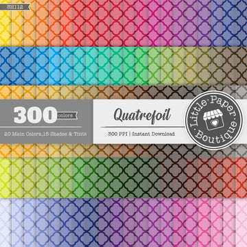 Rainbow Quatrefoil Outline Overlay Digital Paper 3H112