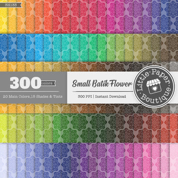 Rainbow Small Batik Flower Digital Paper 3H133