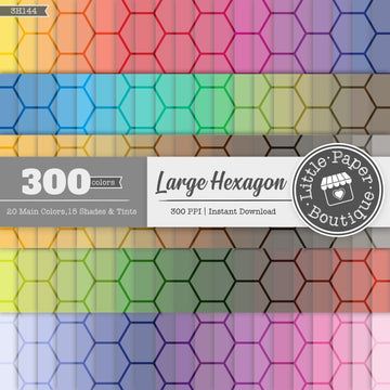 Rainbow Large Outline Hexagon Digital Paper 3H144