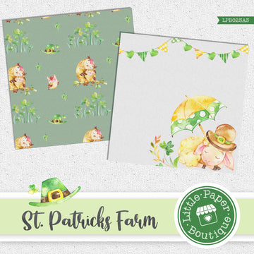 St Patrick's Day Owls Watercolor Digital Paper LPB023A3