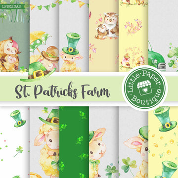 St Patrick's Day Owls Watercolor Digital Paper LPB023A3