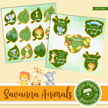 Savannah Animals Watercolor Ephemera Tags Digital Paper LPB1058C