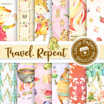 Travel. Repeat Watercolor Digital Paper LPB2001A