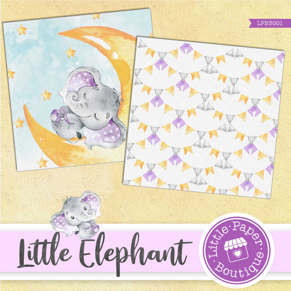 Little Baby Purple Elephant Digital Paper LPB3001A