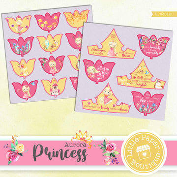 Princess Aurora Watercolor Ephemera Tags Digital Paper LPB3012C