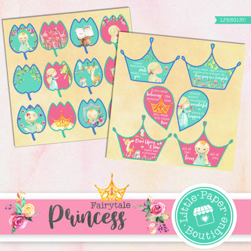 Fairytale Princess Watercolor Ephemera Tags Digital Paper LPB3013C