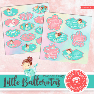 Little Ballerinas Watercolor Ephemera Tags Digital Paper LPB3015C