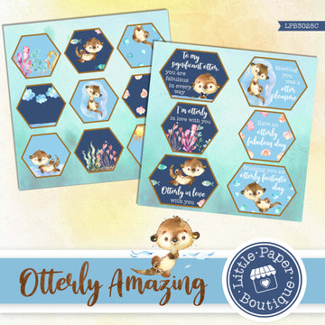 Otterly Amazing Otters Watercolor Ephemera Tags Digital Paper LPB3025C