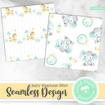 Baby Elephant Mint Seamless Digital Paper LPB3074A