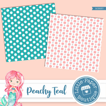 Peachy Teal Digital Paper RCS037B