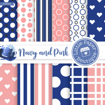 Navy and Pink Digital Paper RCS038B