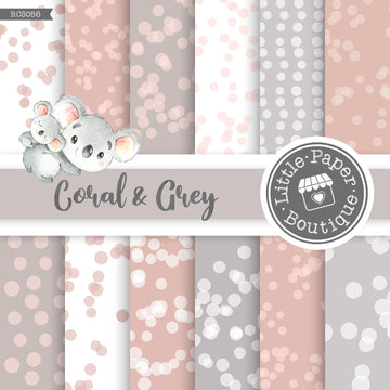 Coral and Grey Digital Paper RCS056B