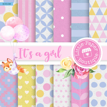 It's A Girl Digital Paper RCS108B