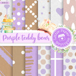 Purple Teddy Bear Digital Paper RCS119B